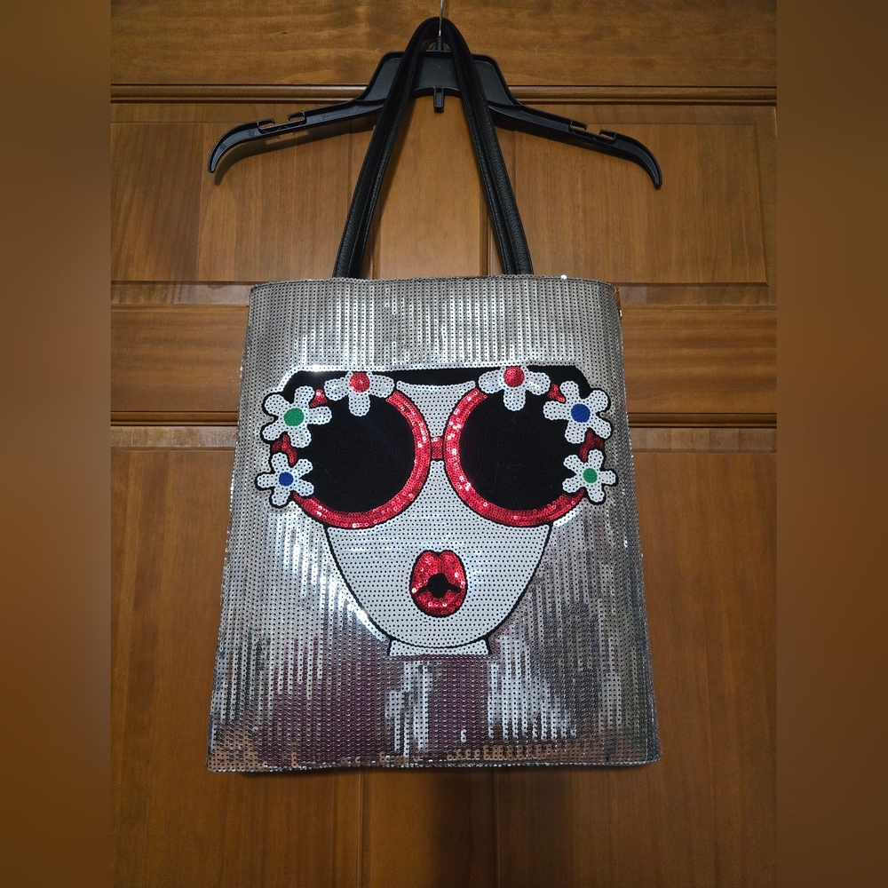 Stylish Silver Sequin Tote Bag